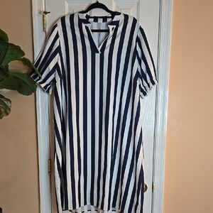 Navy and White Striped Dress